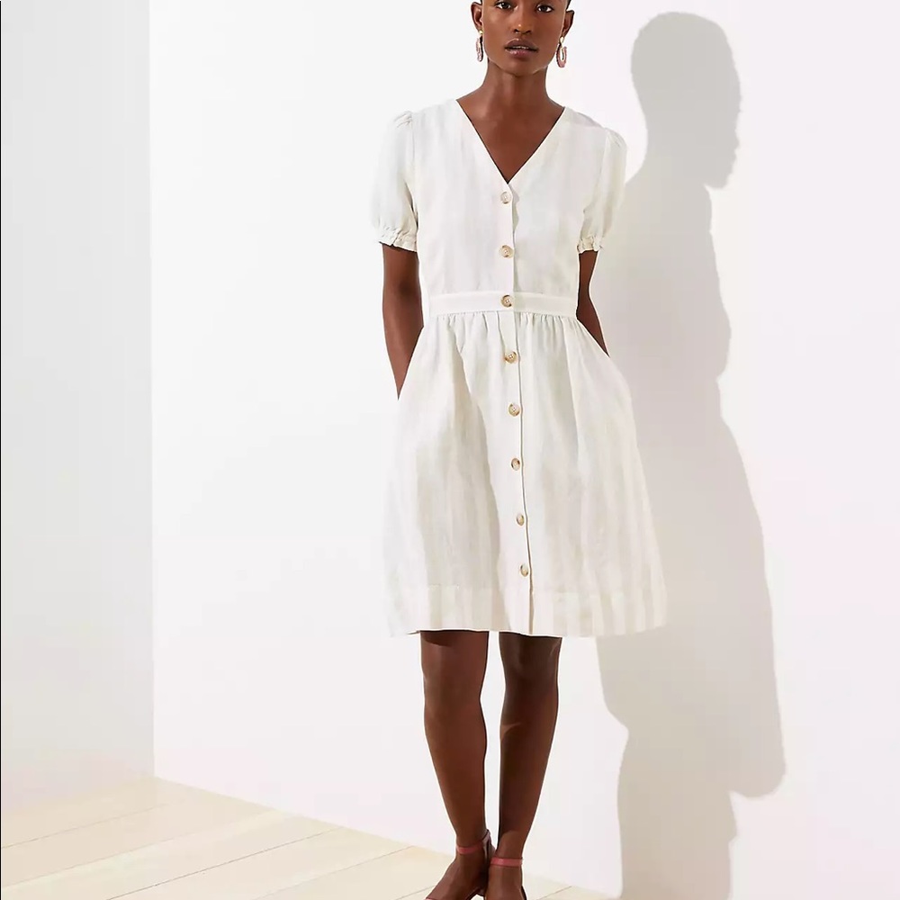 Loft Ruffle Sleeve Shirtdress